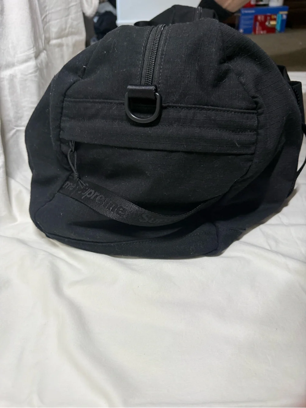 Supreme Black Duffel Bag with Box Logo Patch